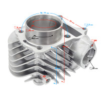 Válec 52,4mm pro motory 1P52QMI-GY6 se závitem pro teplotní čidlo (bez pístu a těsnění)